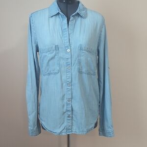Light Blue Button-Up Denim Shirt